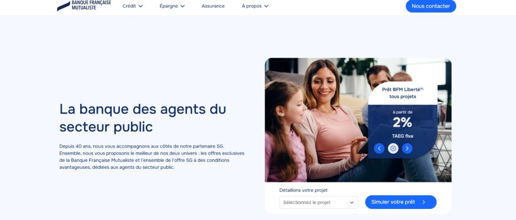 2. Banque Française Mutualiste : le prêt personnel à taux négocié pour les agents publics