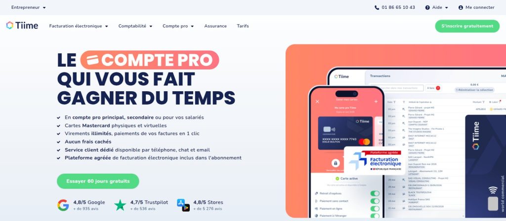 4. Tiime : le compte pro qui alimente directement la comptabilité de l'EURL
